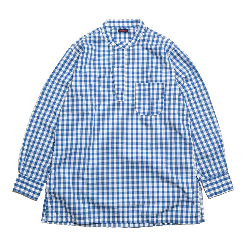 BLUE BLUE - GINGHAM PLAID STAND - UP COLLAR SHIRT - 1004844