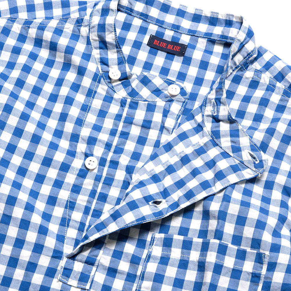 BLUE BLUE - GINGHAM PLAID STAND - UP COLLAR SHIRT - 1004844