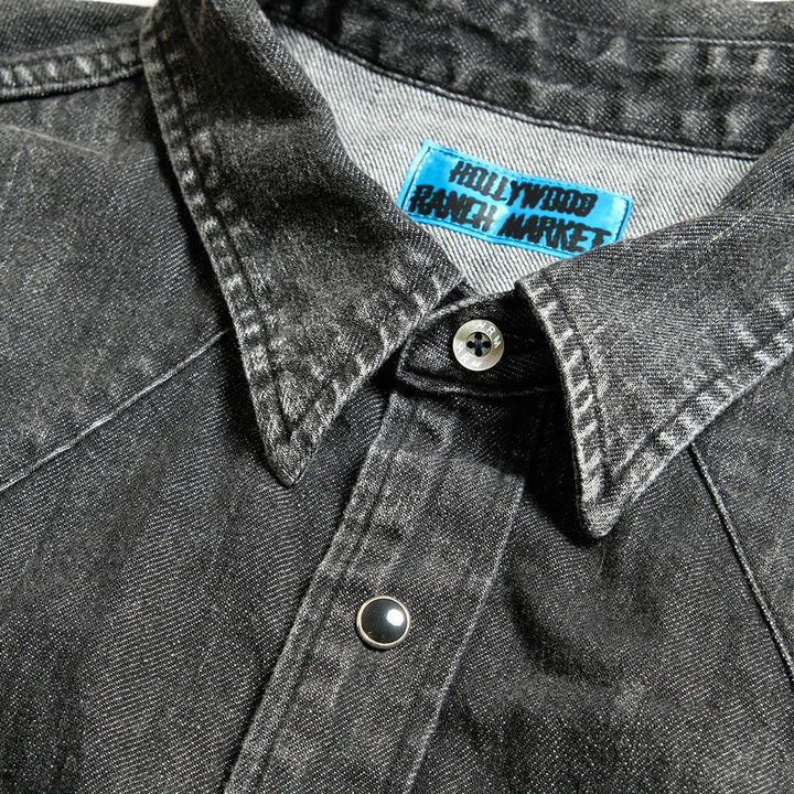 HOLLYWOOD RANCH MARKET - Organic Denim USED Washed Western Shirt Jacket - 1008804