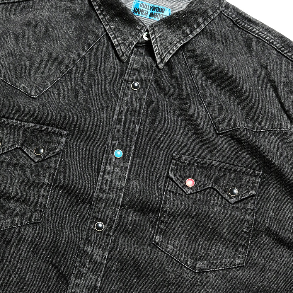 HOLLYWOOD RANCH MARKET - Organic Denim USED Washed Western Shirt Jacket - 1008804