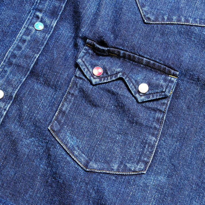 HOLLYWOOD RANCH MARKET - Organic Denim USED Washed Western Shirt Jacket - 1008804