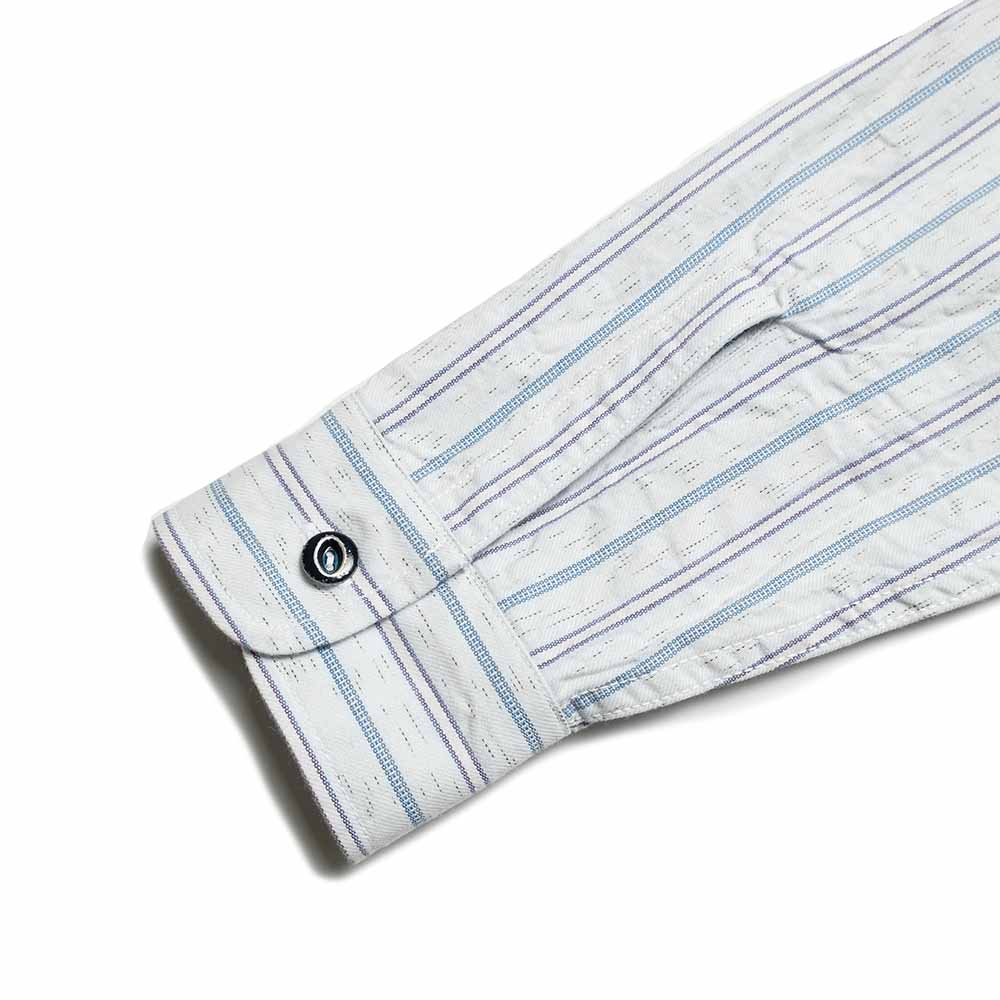 SUGAR CANE - FICTION ROMANCE - 6oz. INDIGO STRIPE WORK SHIRT - SC29671
