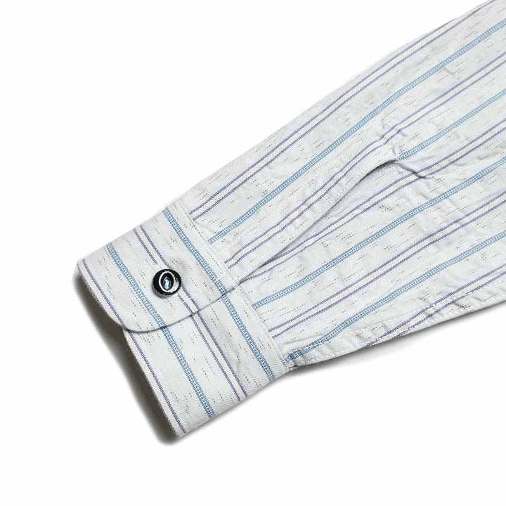 SUGAR CANE - FICTION ROMANCE - 6oz. INDIGO STRIPE WORK SHIRT - SC29671