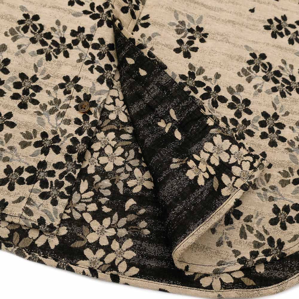 KOROMO ZAKURA - Double-weave Jacquard Gauze Cloth - Long-Sleeve Regular Shirt - Black Cherry Blossoms - SA1661