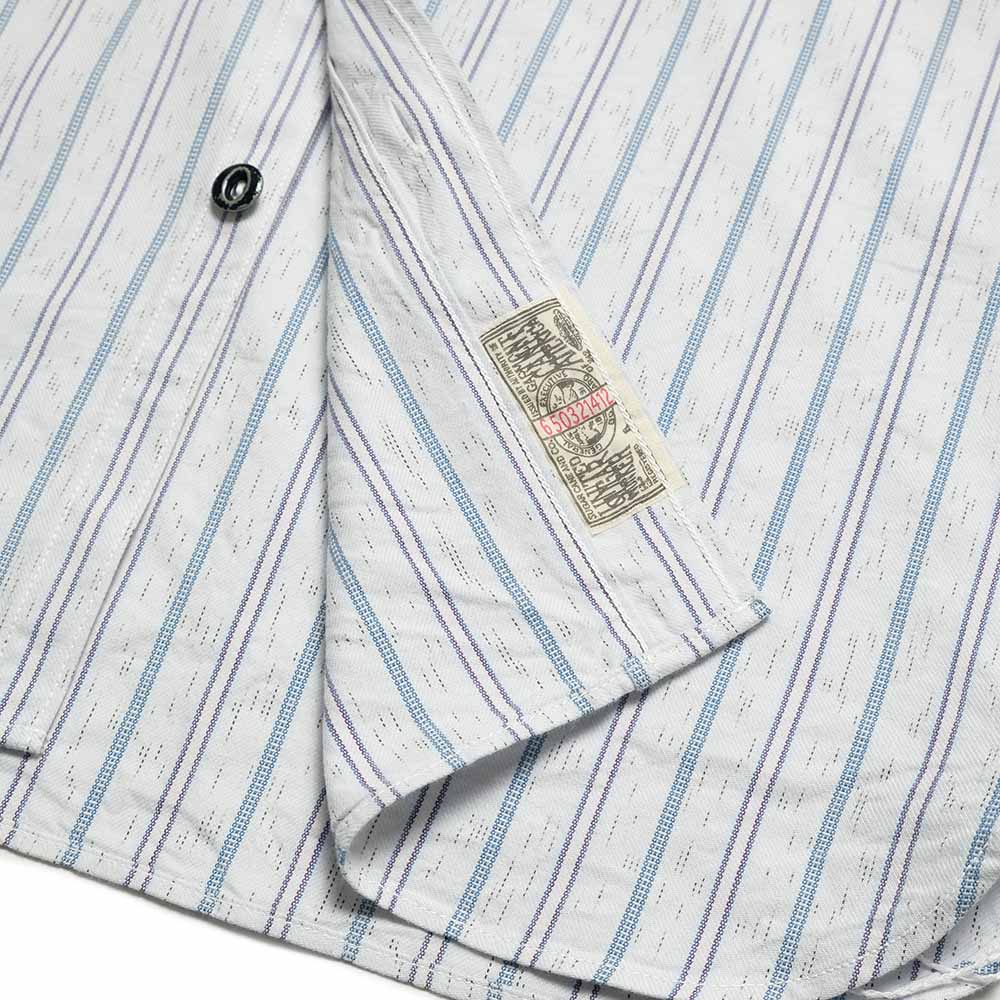 SUGAR CANE - FICTION ROMANCE - 6oz. INDIGO STRIPE WORK SHIRT - SC29671