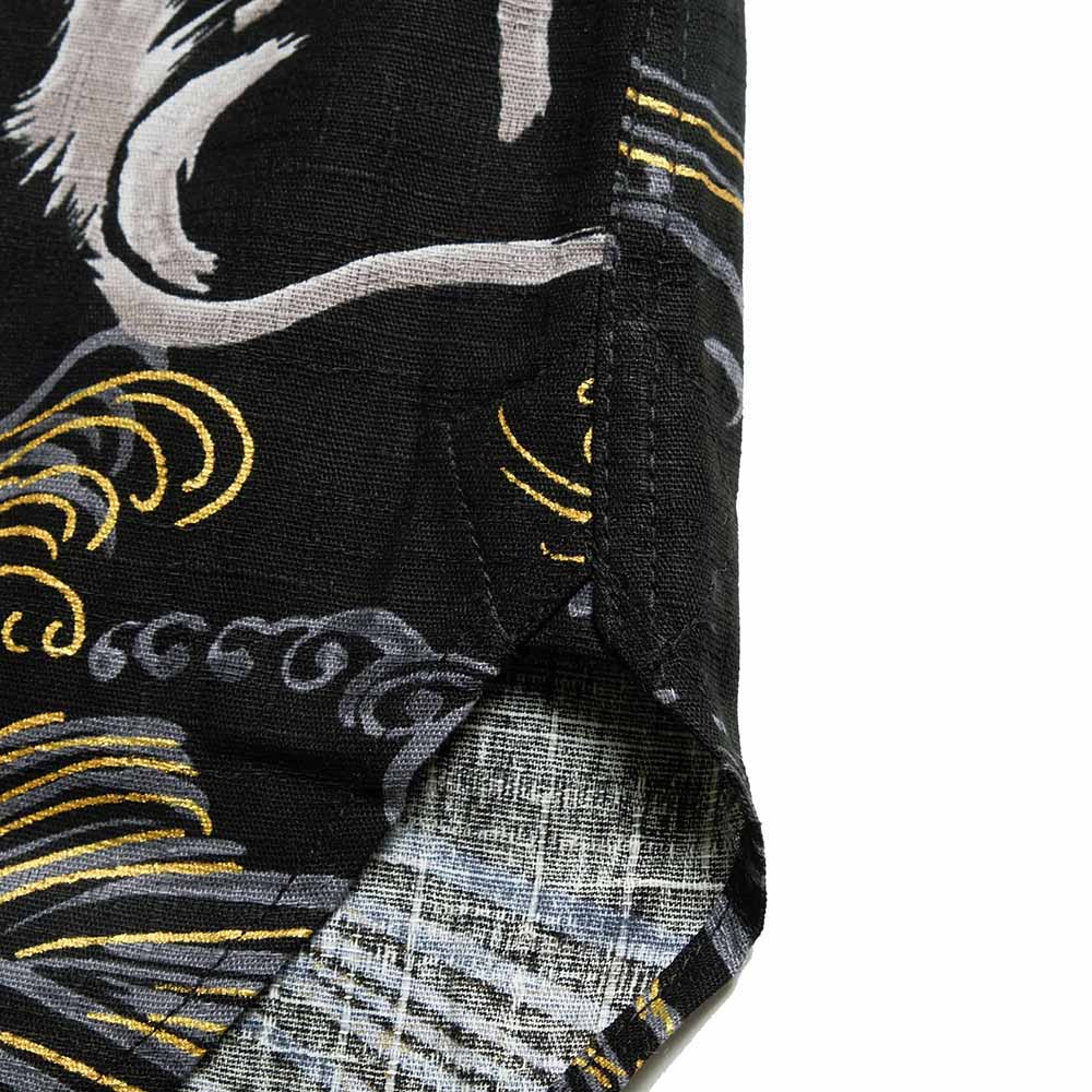 衣櫻 - サザンクロス素材 - 長袖レギュラーシャツ - 金彩墨絵馬 - SA1726