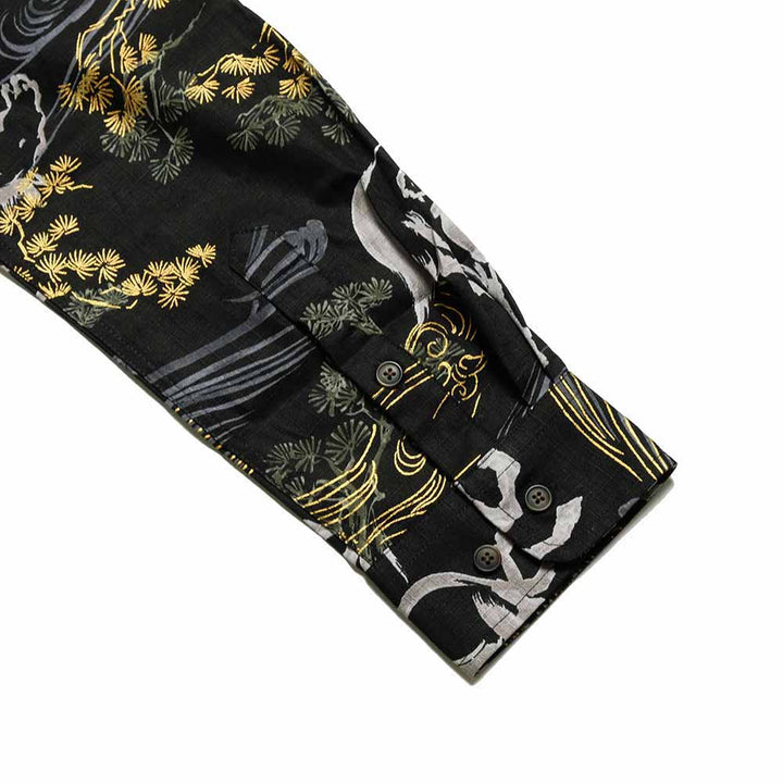 衣櫻 - サザンクロス素材 - 長袖レギュラーシャツ - 金彩墨絵馬 - SA1726