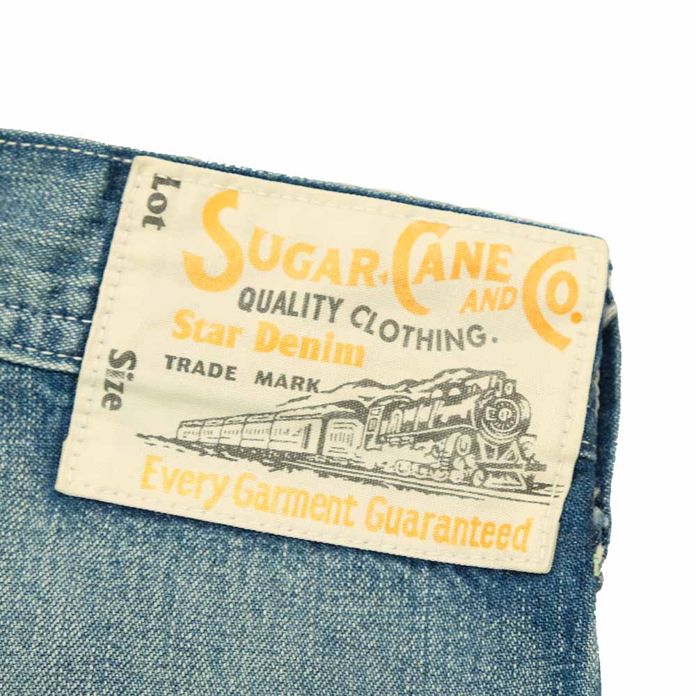SUGAR CANE - 11oz. BLUE DENIM WORK PANTS - AGED MODEL - SC42549