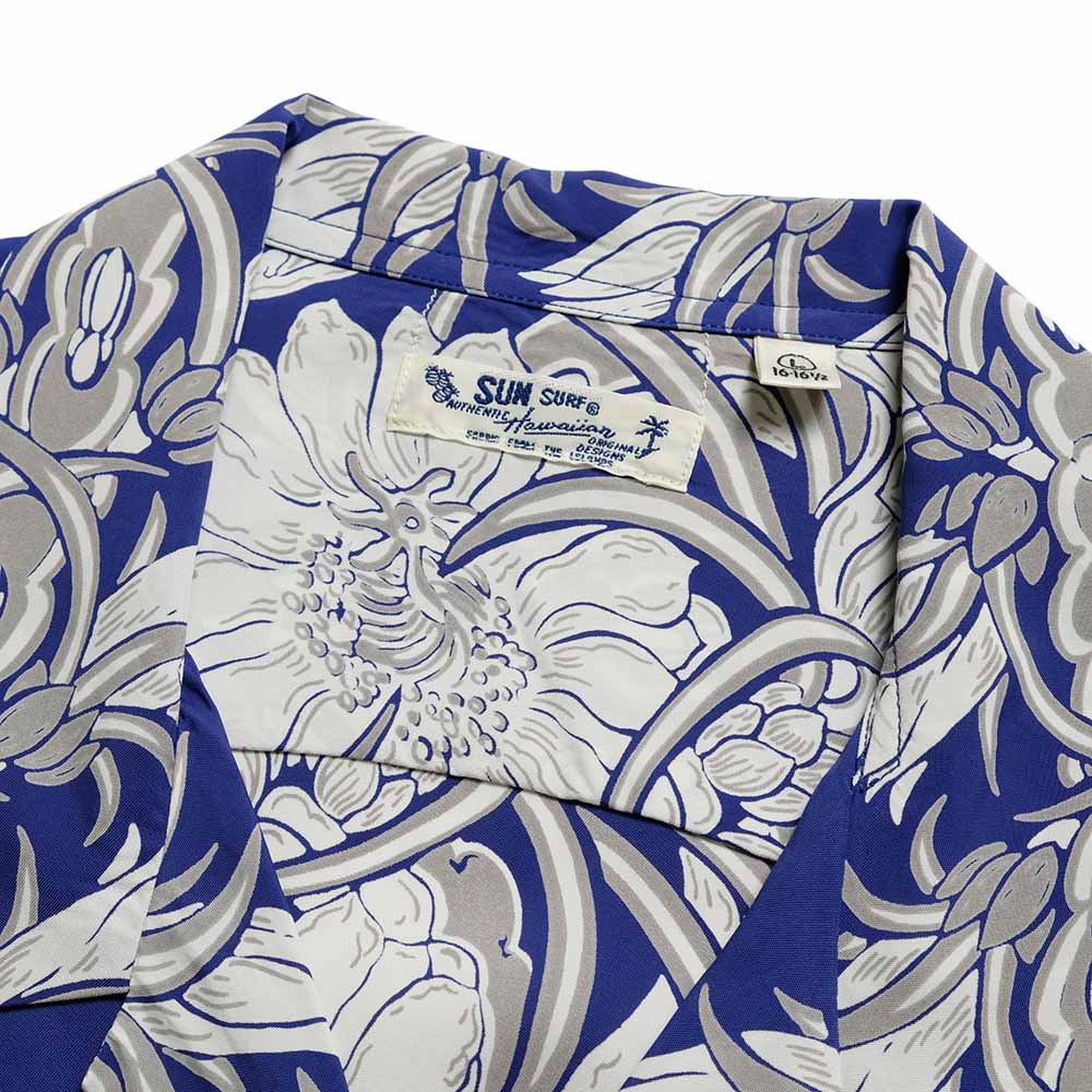 SUN SURF - S/S RAYON HAWAIIAN SHIRT - NIGHT BLOOMING CEREUS BORDER - SS39612
