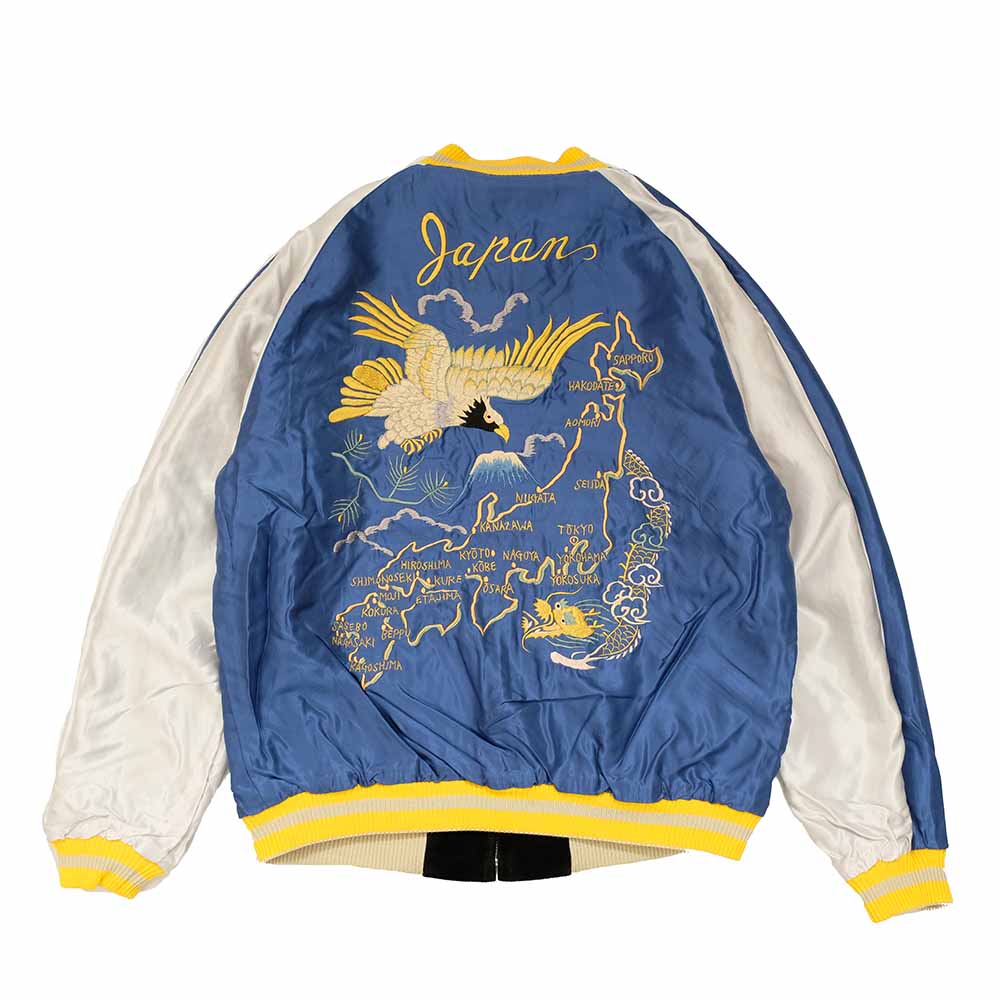 TAILOR TOYO - Mid 1950s Style Velveteen Souvenir Jacket - GOLD DRAGON & GOLD TIGER × JAPAN MAP - TT15840