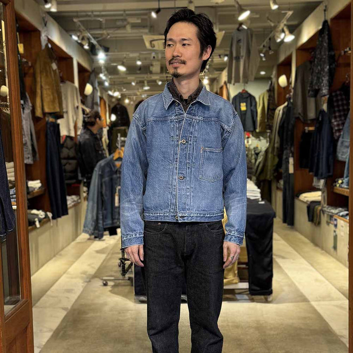 REMI RELIEF - 12oz DENIM WW2 MODEL JACKET - USED BLUE - RN30389034