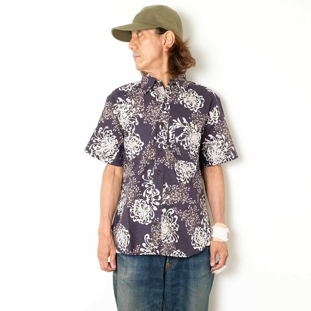 Koromozakura - Southern Cross - Short-Sleeve Regular Shirt - Chrysanthemum - SA1686