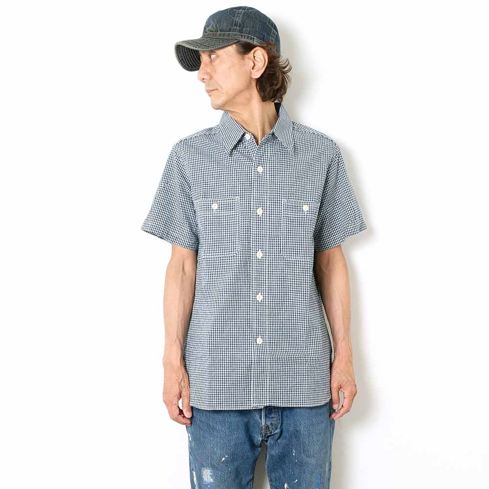 SUGAR CANE - INDIGO CHAMBRAY - S/S WORK SHIRT - SC39292
