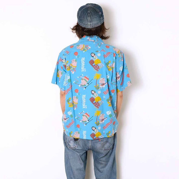 SUN SURF - COTTON SEERSUCKER OPEN SHIRT - TRIP TO HAWAII - by 柳原良平 with MOOKIE - SS39537