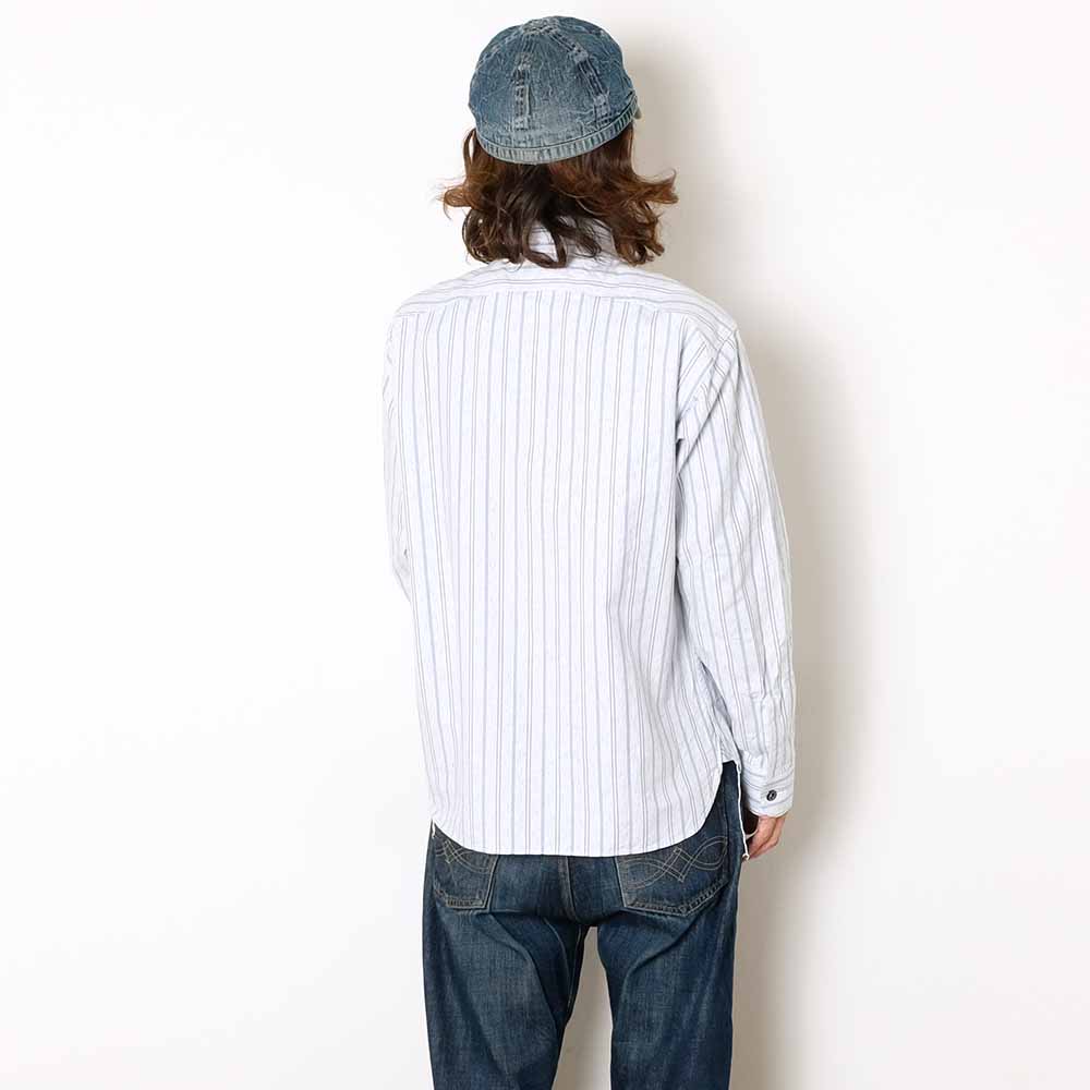 SUGAR CANE - FICTION ROMANCE - 6oz. INDIGO STRIPE WORK SHIRT - SC29671