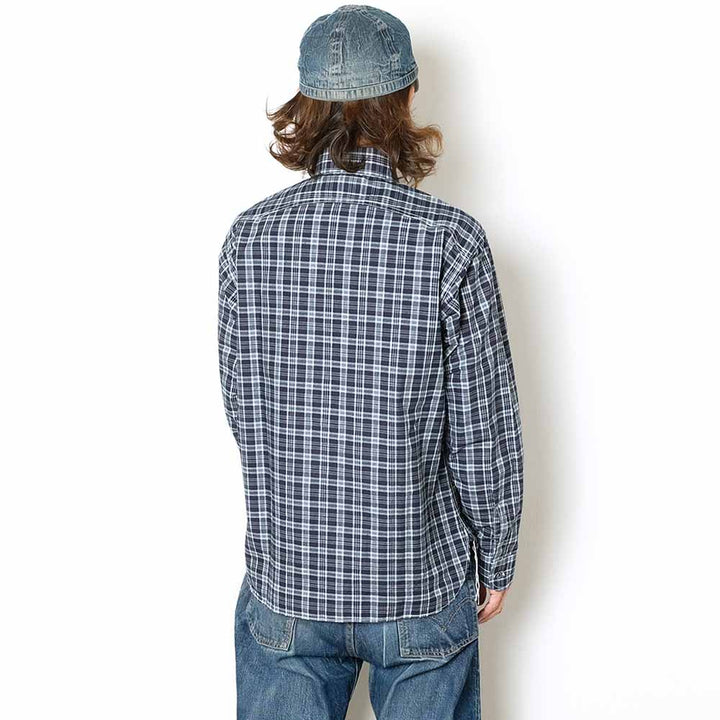 SUGAR CANE - FICTION ROMANCE - 4oz. INDIGO CHECK WORK SHIRT - SC29672