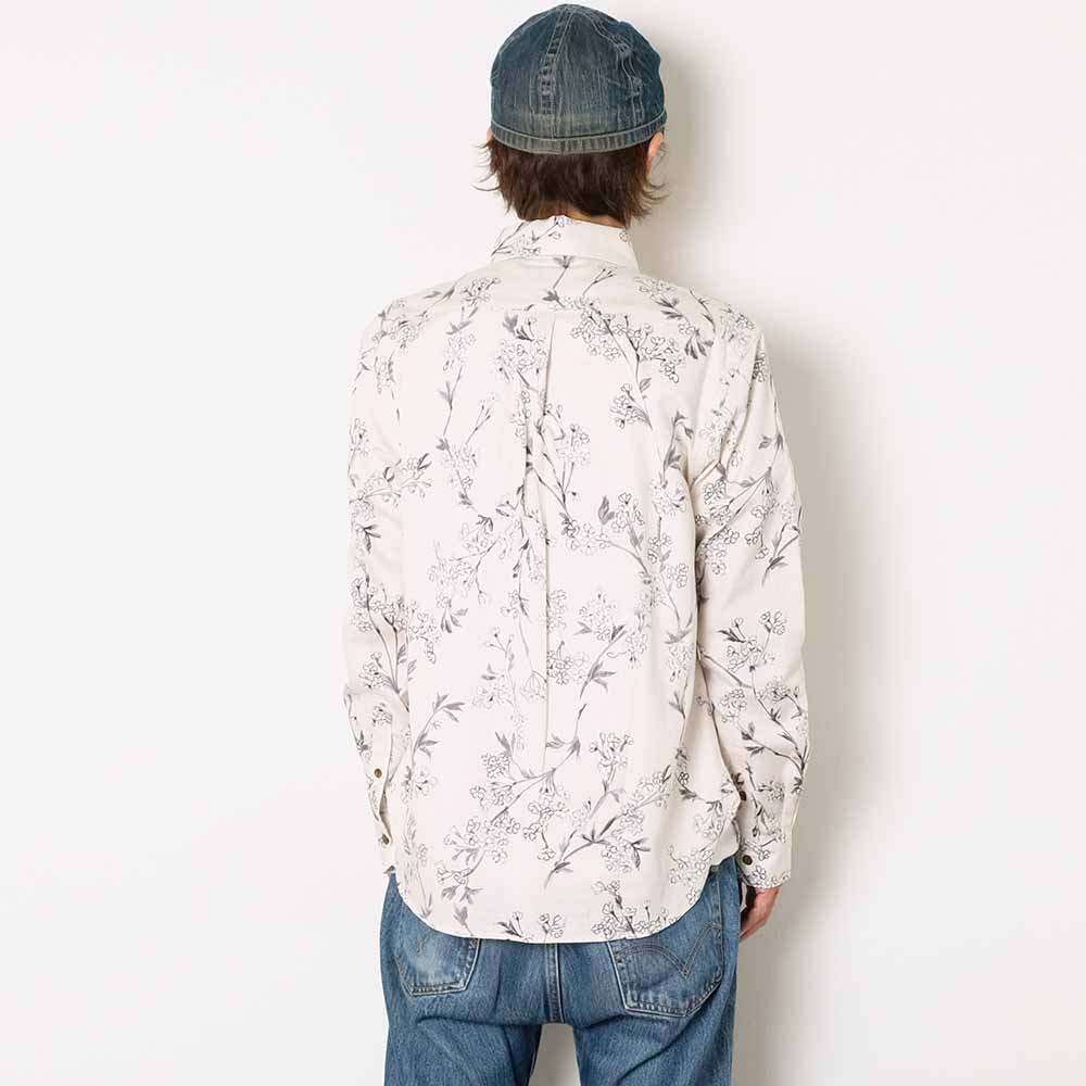 衣櫻 - サザンクロス素材 - 長袖レギュラーシャツ - 枝垂れ桜 - SA1640