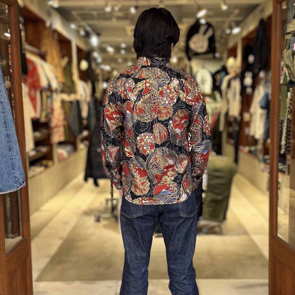 KOROMO ZAKURA - Southern Cross - Long-Sleeve Regular Shirt - Hawk depicted with Japanese traditional technique, KINSAI-style - SA1727
