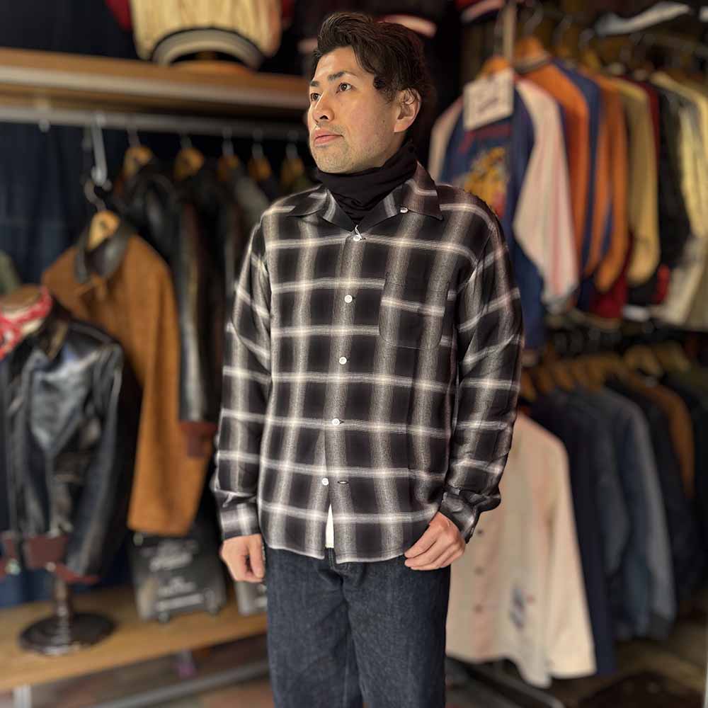 SUGAR CANE - RAYON OMBRE CHECK OPEN SHIRT - SC29120
