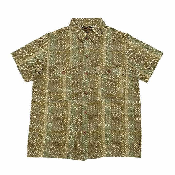 STUDIO D’ARTISAN - NORAGI ARMY SASHIKO - SHORT SLEEVE SHIRT - 5719