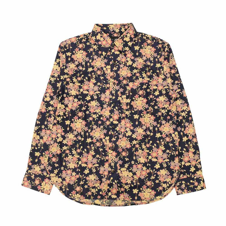 衣櫻 - シーチング素材 - 長袖レギュラーシャツ - 枝垂桜 - SA1721