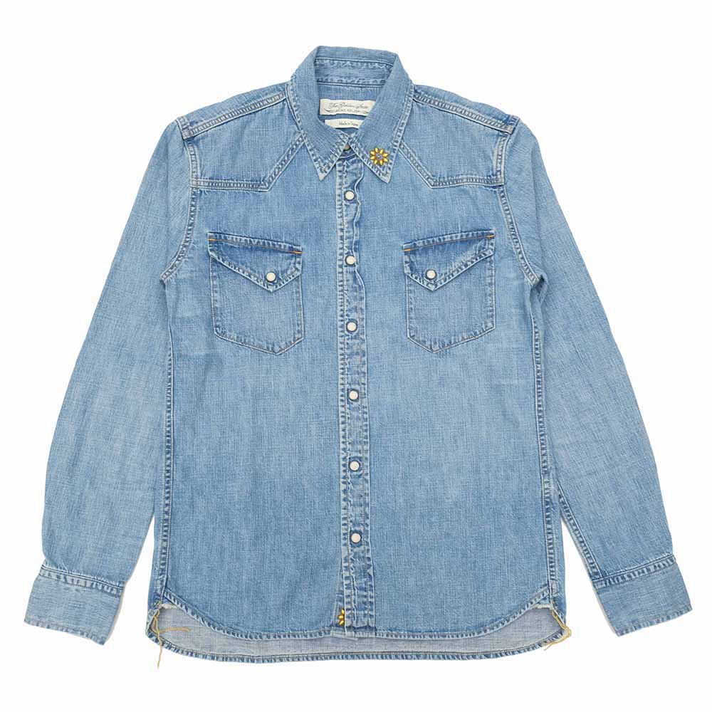 REMI RELIEF - DENIM WESTERN SHIRT - Small Flower Studs - RN2014SDP