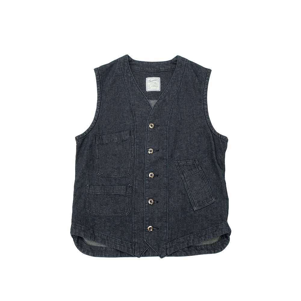 Soundman - Working Waist Coat - Marcy - Cotton / Linen Honey court Denim - M376-507Z