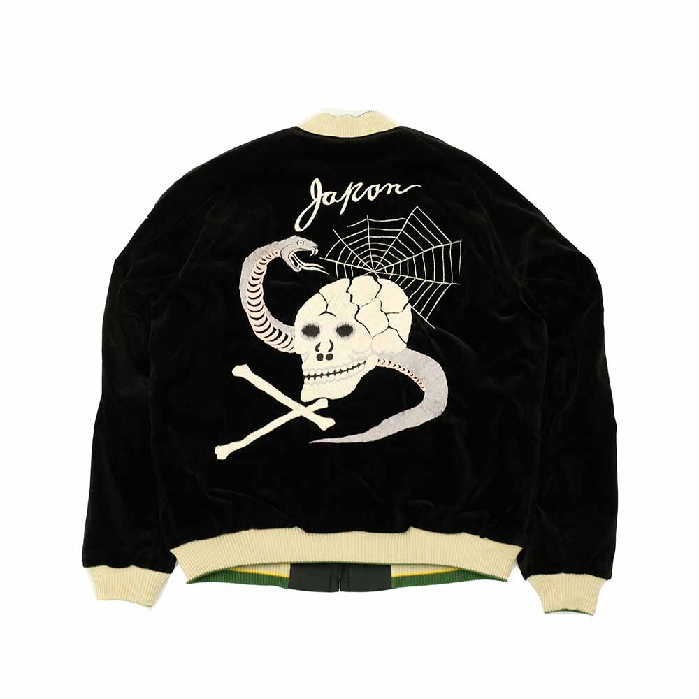 TAILOR TOYO - Mid 1950s Style Velveteen Souvenir Jacket - SPIDERWEB, SNAKE & SKULL × DRAGON & TIGER - TT15666