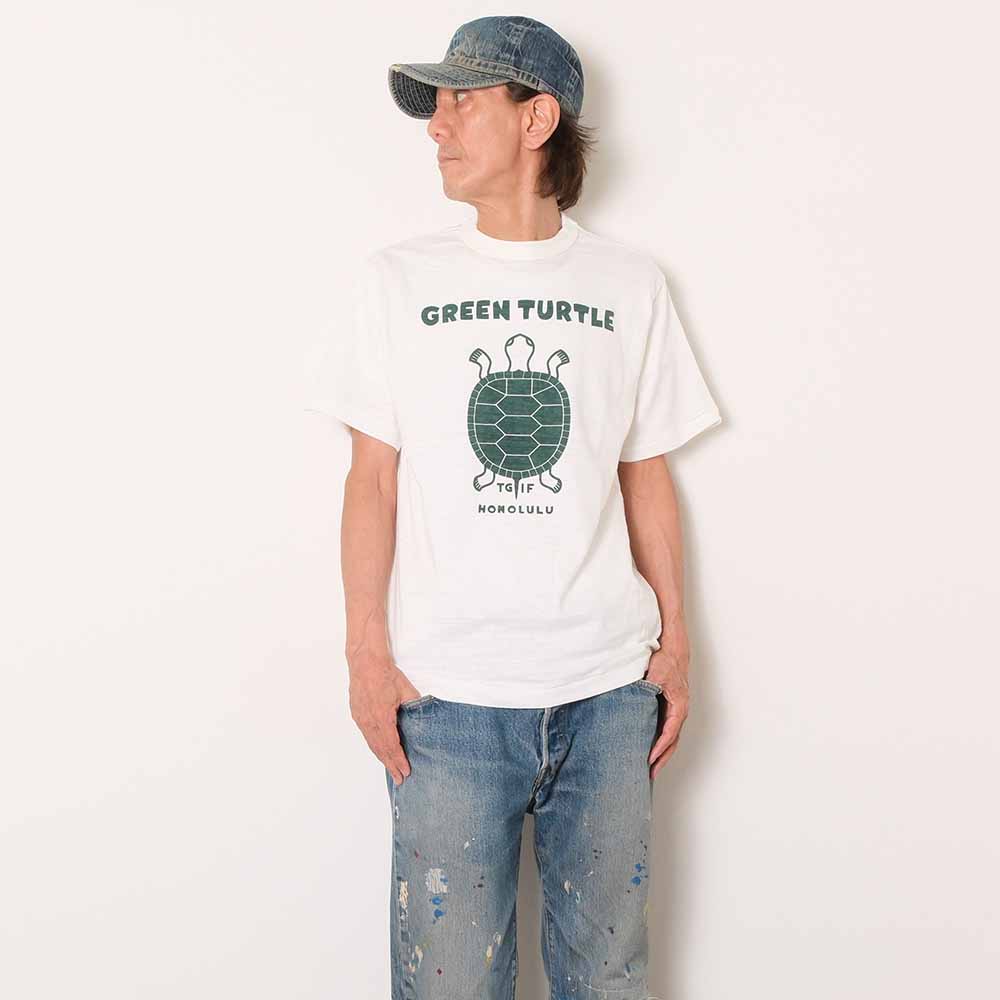 WAREHOUSE - Lot 4601 - S/S T-SHIRT - GREEN TURTLE - 4601GR-26