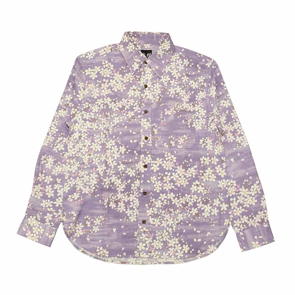 衣櫻 - サザンクロス素材 長袖レギュラーシャツ - 霞舞桜 - SA1564