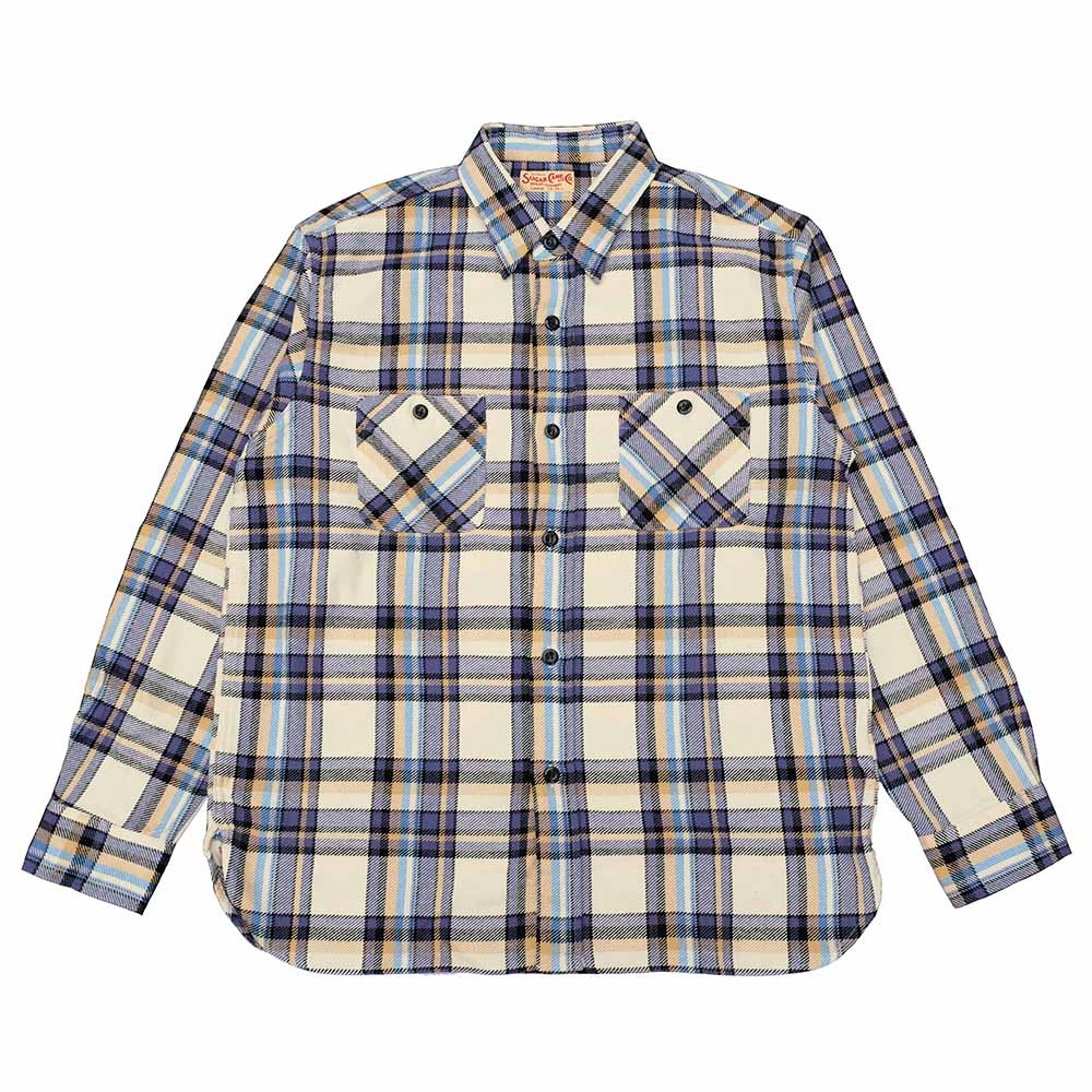 SUGAR CANE - TWILL CHECK WORK SHIRT - SC29565