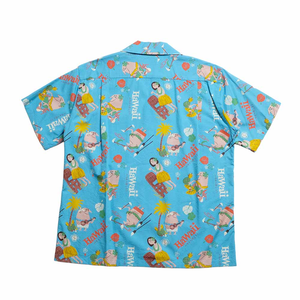 SUN SURF - COTTON SEERSUCKER OPEN SHIRT - TRIP TO HAWAII - by 柳原良平 with MOOKIE - SS39537