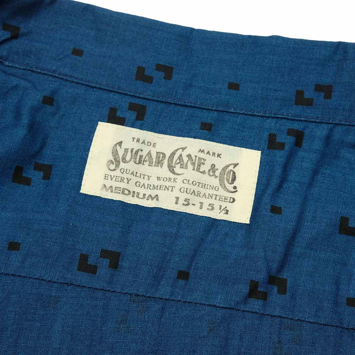 SUGAR CANE - FICTION ROMANCE - 3.5oz. INDIGO PRINT OPEN SHIRT - SC39511