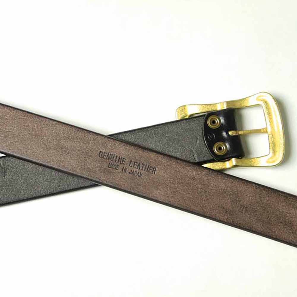 BARNS - TOCHIGI LEATHER BELT - Gold Color Buckle - LE-3055