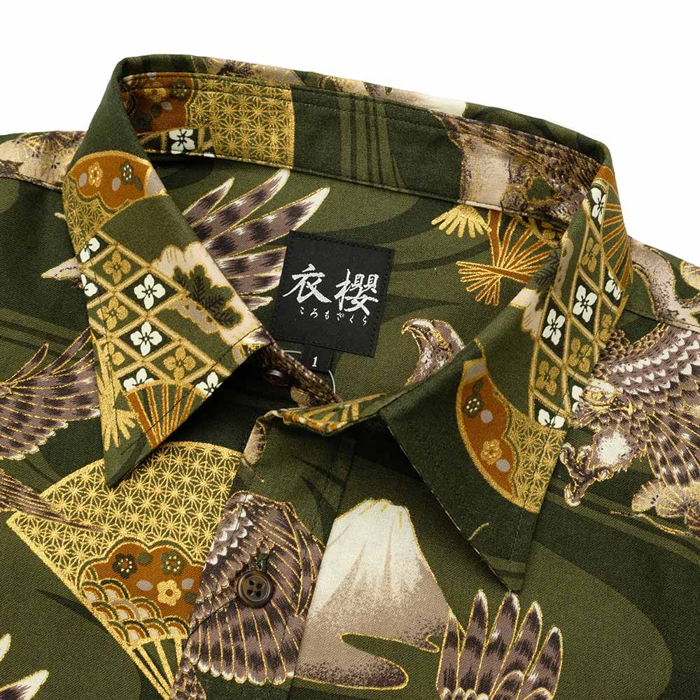 衣櫻 - シーチング素材 - 半袖レギュラーシャツ - 鷹 - SA1615