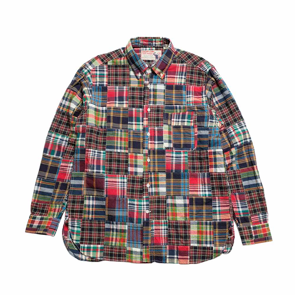 SUGAR CANE - INDIA MADRAS CHECK PATCHWORK BUTTON DOWN SHIRT - SC29736