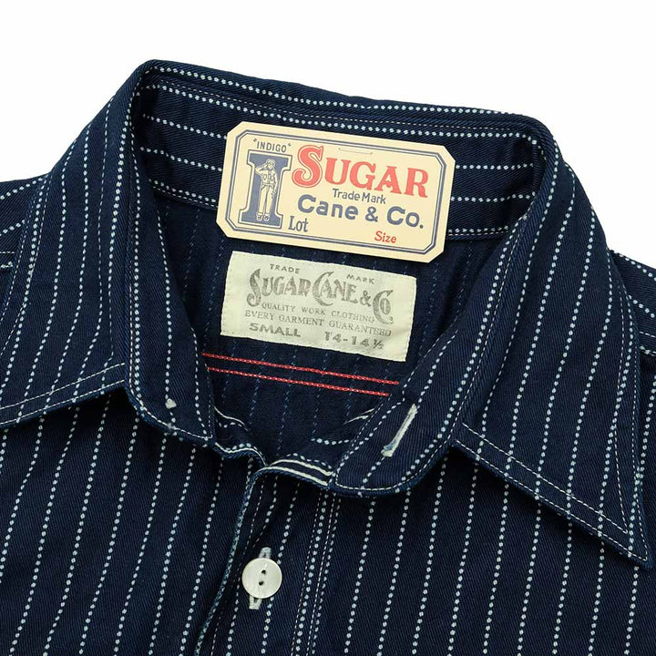SUGAR CANE FICTION ROMANCE 8.5oz. WABASH STRIPE WORK SHIRT SC29164