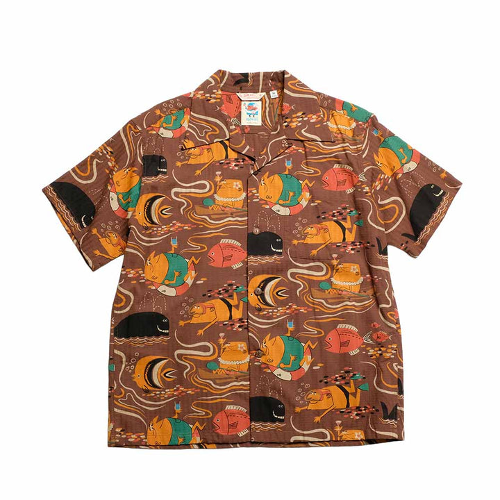 SUN SURF - DOBBY COTTON OPEN SHIRT - OCEAN ACTIVITIES - by 柳原良平 with MOOKIE - SS39538