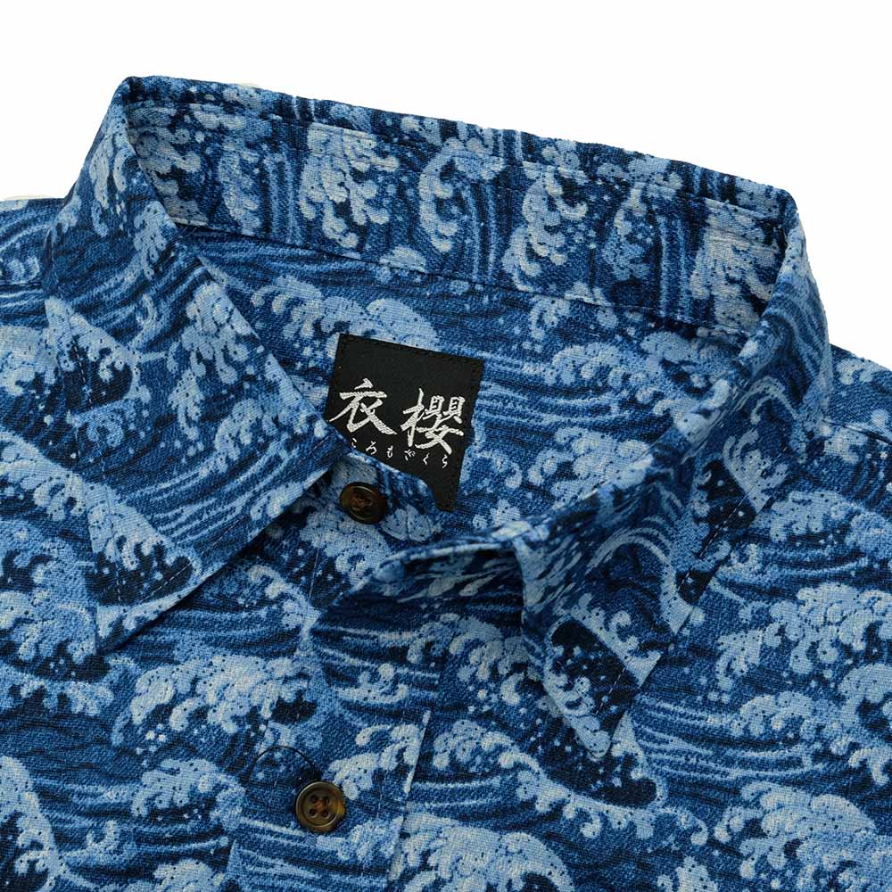 衣櫻 サザンクロス素材 長袖レギュラーシャツ 荒波 SA1563