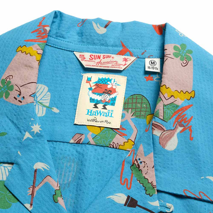 SUN SURF - COTTON SEERSUCKER OPEN SHIRT - TRIP TO HAWAII - by 柳原良平 with MOOKIE - SS39537