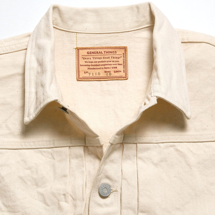 GENERAL THINGS - 2 Pockets Solid Denim Jacket - 14oz. White Denim - 7110W