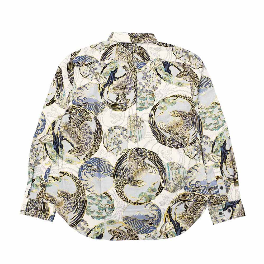 KOROMO ZAKURA - Southern Cross - Long-Sleeve Regular Shirt - Hawk depicted with Japanese traditional technique, KINSAI-style - SA1727