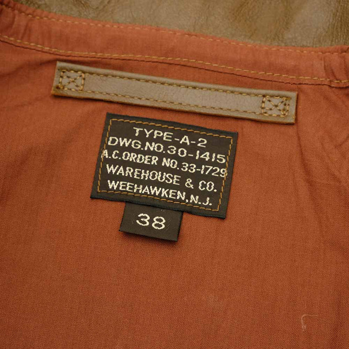 WAREHOUSE - Lot 2232 WERBER LEATHER COAT CO. TYPE A-2 JACKET ORDER NO.33-1729 - 2232-25