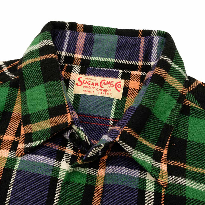SUGAR CANE - TWILL CHECK WORK SHIRT - SC29566