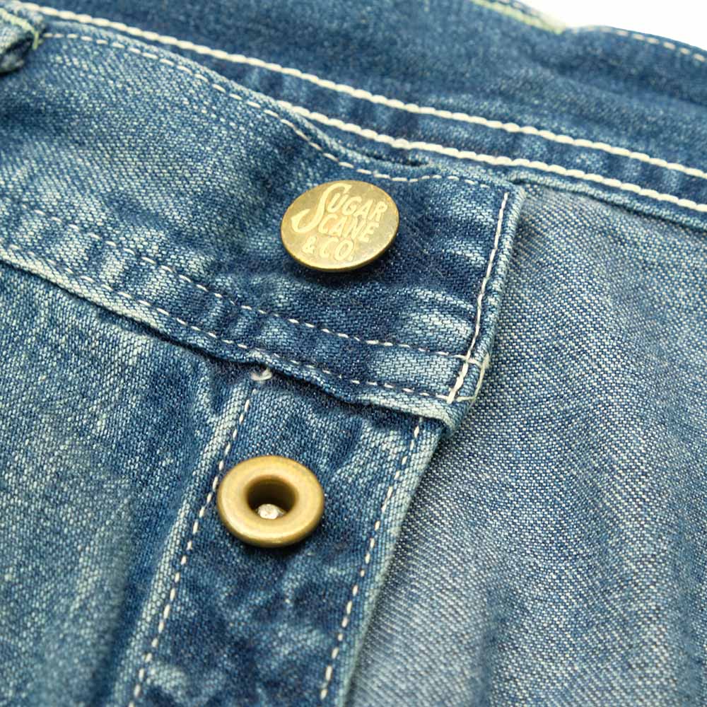 SUGAR CANE - 11oz. BLUE DENIM WORK PANTS - AGED MODEL - SC42549