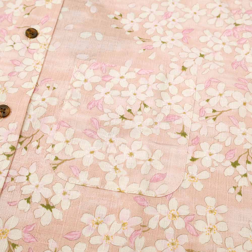 衣櫻 - サザンクロス素材 - 長袖レギュラーシャツ - 霞舞桜 - SA1662