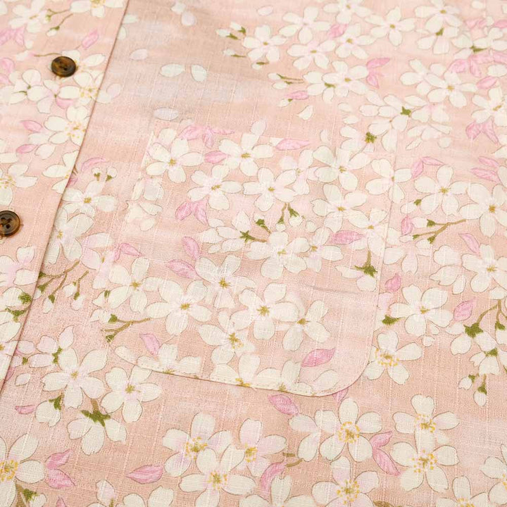 衣櫻 - サザンクロス素材 - 長袖レギュラーシャツ - 霞舞桜 - SA1662