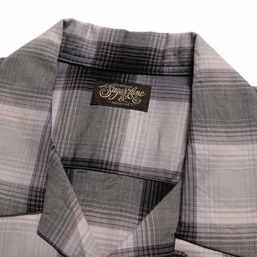 SUGAR CANE - COTTON OMBRE CHECK - S/S OPEN SHIRT - SC39724