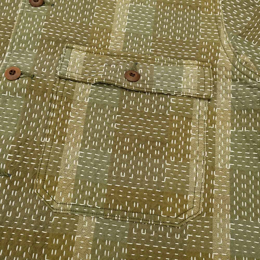 STUDIO D’ARTISAN - NORAGI ARMY SASHIKO - SHORT SLEEVE SHIRT - 5719