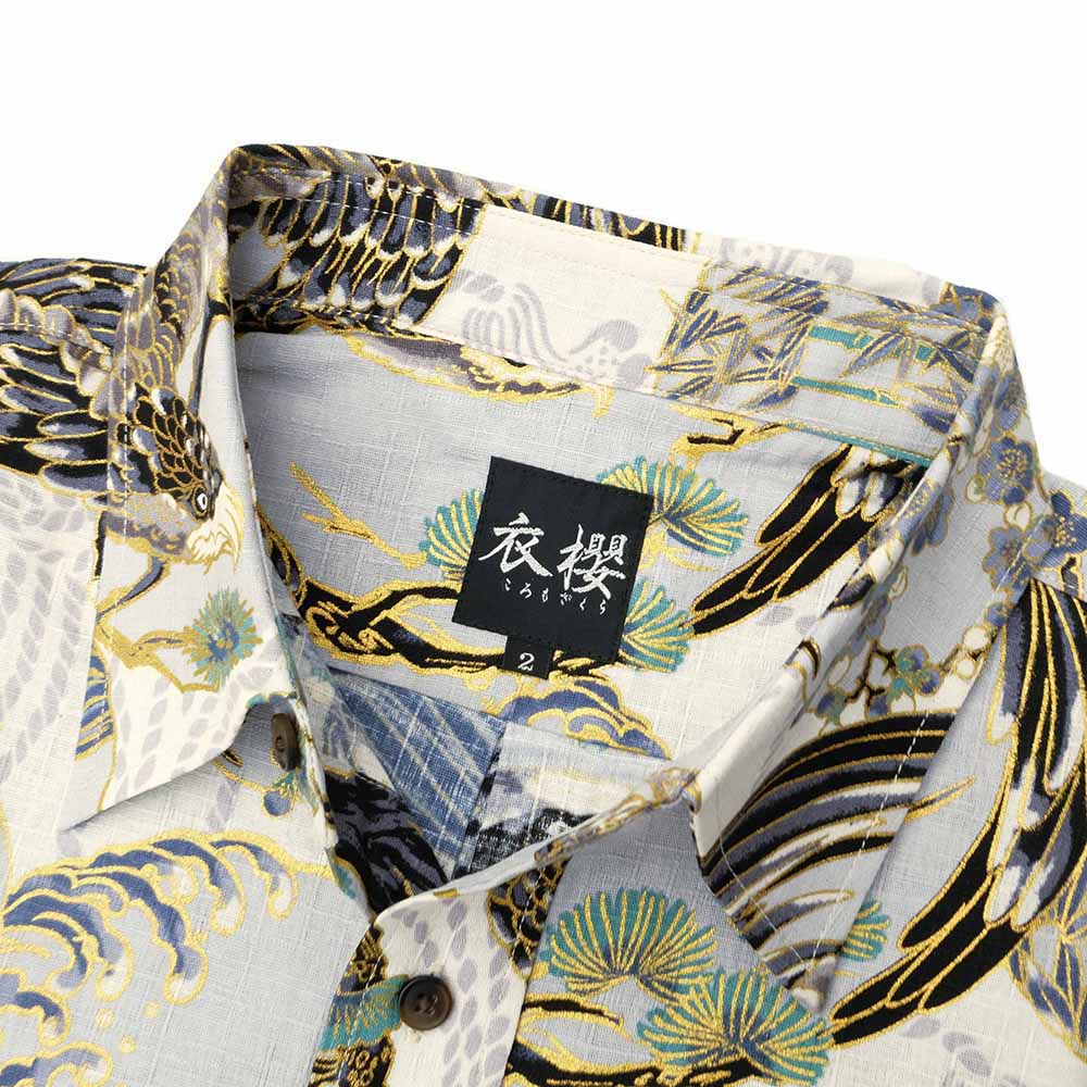 KOROMO ZAKURA - Southern Cross - Long-Sleeve Regular Shirt - Hawk depicted with Japanese traditional technique, KINSAI-style - SA1727
